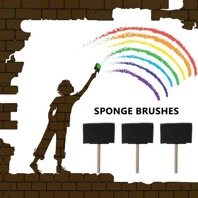 Main image of 20Pcs Sponge Painting Brush Wooden Handle Bevel Tipped for Varnish Staining Art Supplies Sponge Bevel Tipped for Staining