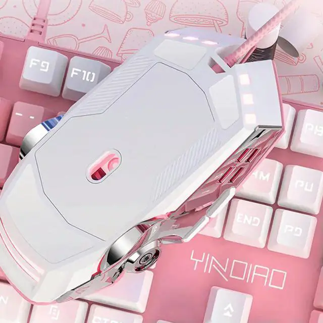 Alt view image 3 of 3 - 1Pcs Pink Gaming Mouse Wired Ergonomic 7 Keys Professional Game Mouse 4 Dpi Switching Colorful Breathing Light Computer