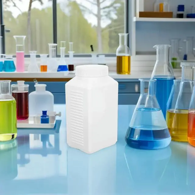 Alt view image 2 of 3 - 6Pcs Wide Mouth Reagent Bottles 1000Ml Hdpe Plastic oratory Containers Shape Leak Resistant for Chemical Sample