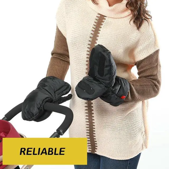 Alt view image 3 of 3 - 1Pair Premium Warm Winter Gloves Windproof Waterproof Polar Fleece Silk Floss Gloves for Baby Stroller Cold Outdoor Activities