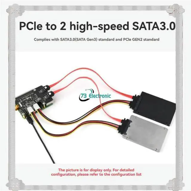 Alt view image 2 of 3 - Waveshare For Raspberry Pi 5 High-Speed Data Transfer Pcie To SATA Expansion Board EEPROM HAT+ Multi-Device Com