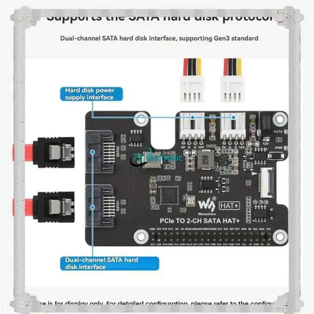 Alt view image 3 of 3 - Waveshare For Raspberry Pi 5 High-Speed Data Transfer Pcie To SATA Expansion Board EEPROM HAT+ Multi-Device Com