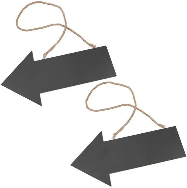 Alt view image 2 of 3 - 2Pcs Hanging Chalkboard Arrow Wooden Sign with Twine Rope Rustic Farmhouse Wall Decor Chalkboard for Guest Direction