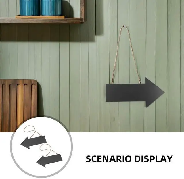 Alt view image 3 of 3 - 2Pcs Hanging Chalkboard Arrow Wooden Sign with Twine Rope Rustic Farmhouse Wall Decor Chalkboard for Guest Direction