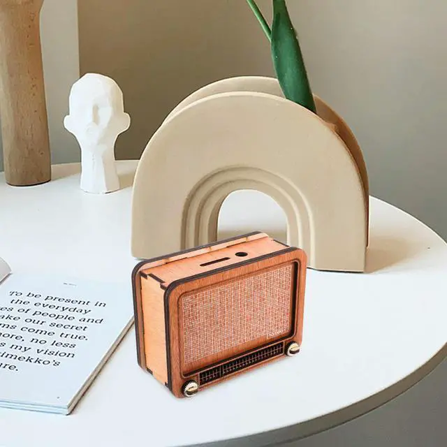 Alt view image 2 of 3 - Radio Shape Wooden Money Box for Saving Coins Child Room Decoration Cute Money Jar Develop Good Habits Exquisite