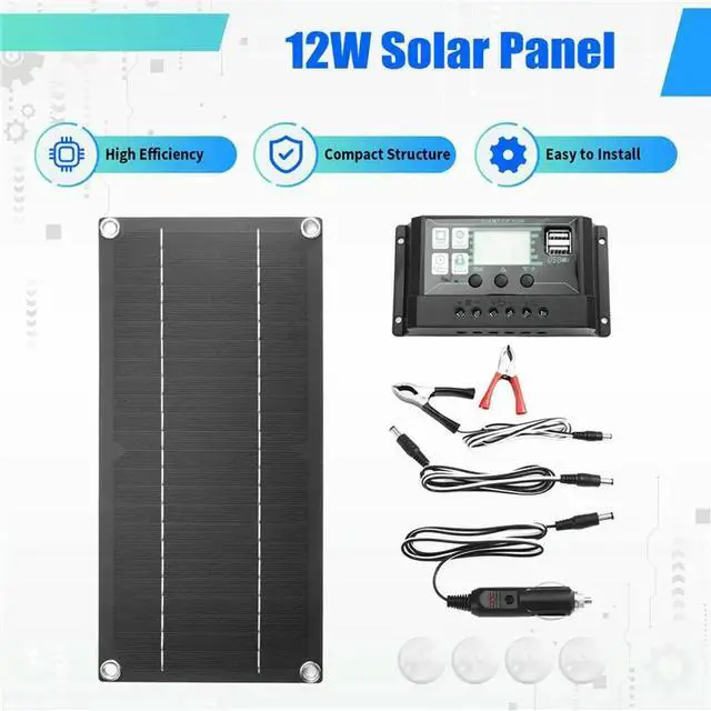 Alt view image 2 of 3 - 12W Monocrystalline Solar Panel Kit Outdoor Solar Panel For Outdoor Caravan Caravans