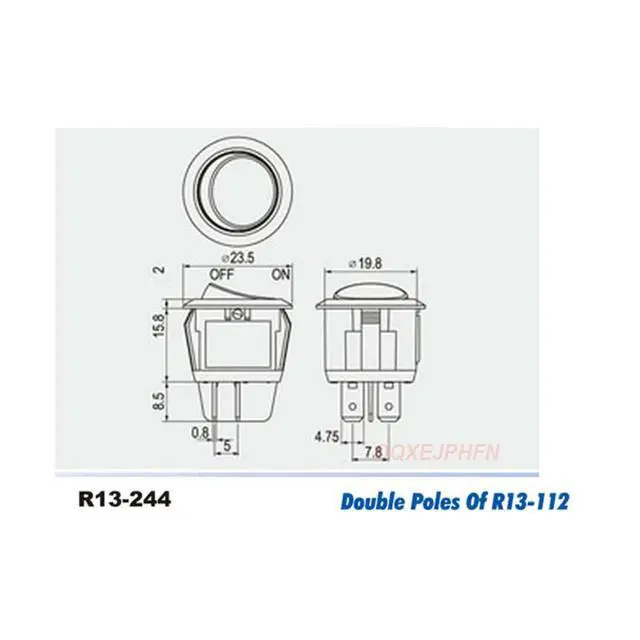 Alt view image 2 of 3 - For 20MM imported Taiwan SCI R13 switch with 4 pins and 2 positions, illuminated rocker arm switch