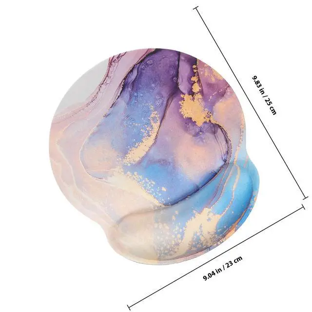 Alt view image 3 of 3 - 1Set Anti-Slip Memory Foam Wrist Rest Mouse Pad Round Ergonomic Design Slow Rebound Fatigue Relief Peacock Stone Pattern Modern