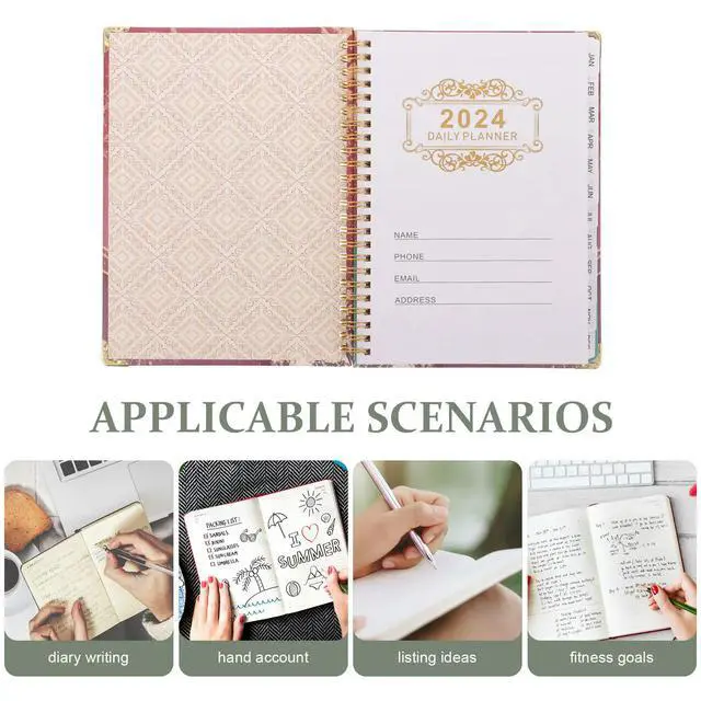Alt view image 2 of 3 - 2024 Coil Binding Spiral Planner Notebook English Schedule Book Weekly Planner Stylish Paper Notebook for Fitness Tracking