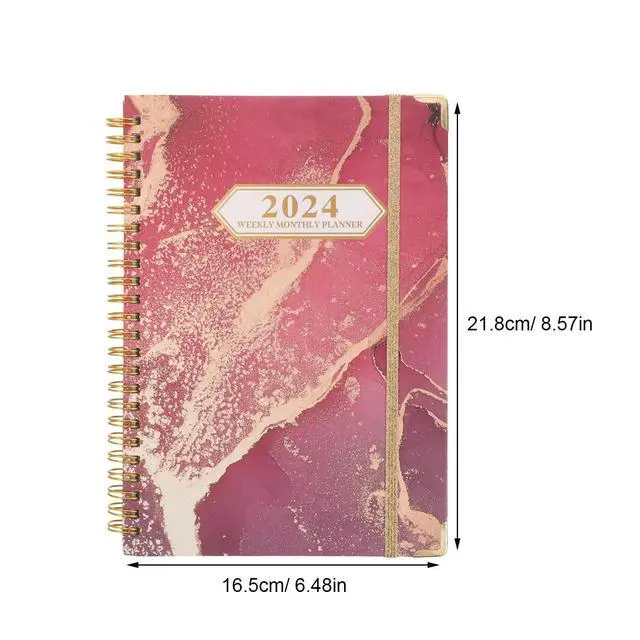 Alt view image 3 of 3 - 2024 Coil Binding Spiral Planner Notebook English Schedule Book Weekly Planner Stylish Paper Notebook for Fitness Tracking