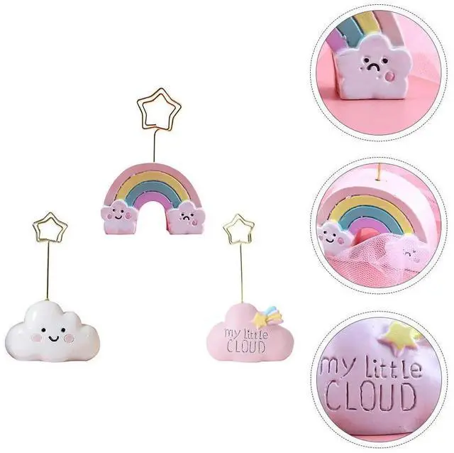 Main image of 3Pcs Unique Cloud-Shaped Resin Note Holder Lovely Desktop Ornament for Romantic Wedding Party Decor Photo Card Holder Organizer