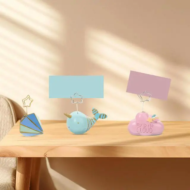 Alt view image 3 of 3 - 3Pcs Unique Cloud-Shaped Resin Note Holder Lovely Desktop Ornament for Romantic Wedding Party Decor Photo Card Holder Organizer