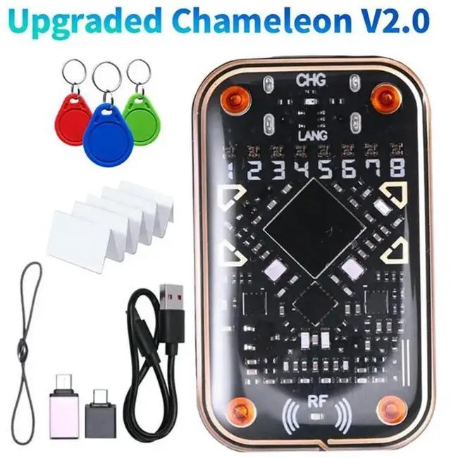 Alt view image 3 of 3 - Chameleon V2.0 RFID Chip Reader Emulator 125Khz 13.56Mhz Card Decode NFC Duplicator 3Xuid Keychain+ 10X U