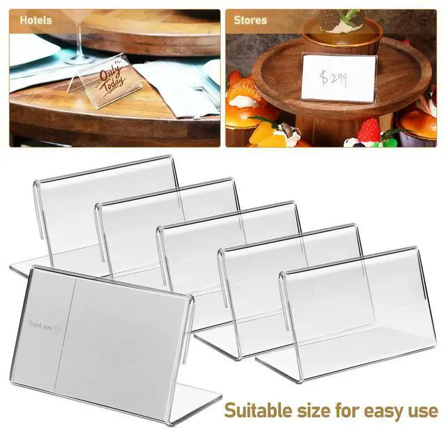 Alt view image 2 of 3 - 40Pcs Acrylic Display Stand Easy-Install Card Holder for Price Signs el Display Store Counter Exhibition Hotel Conference