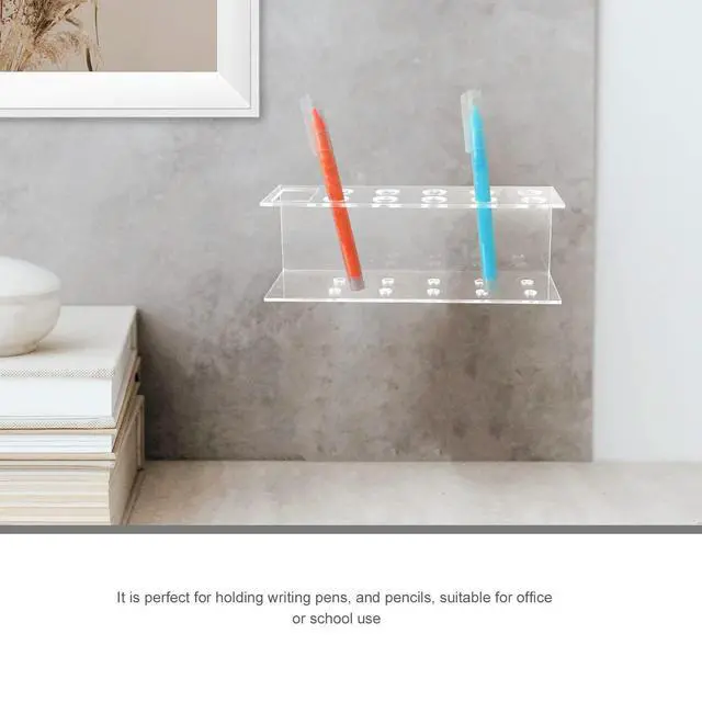 Alt view image 3 of 3 - 10-Hole Acrylic Marker Holder Clear Desk Pen Rack for Markers Pencils Writing Tools Office School Multifunctional