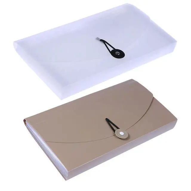 Alt view image 2 of 3 - 2Pcs Expanding Accordion File Folder Document Organizer Plastic Folder Office Filing Elastic Band Translucent
