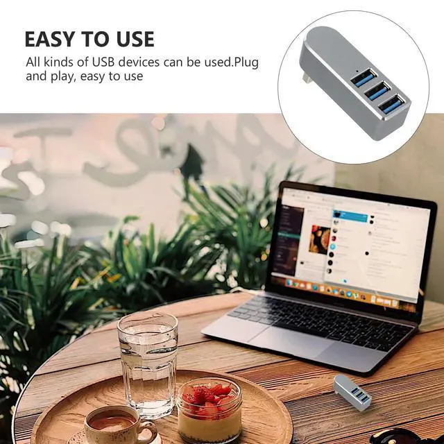 Alt view image 3 of 3 - USB 3.0 Rotatable Aluminum Alloy Hub 3 Port Splitter Data Hub for Laptop Phone Keyboard Mouse Camera Expansion Transfer