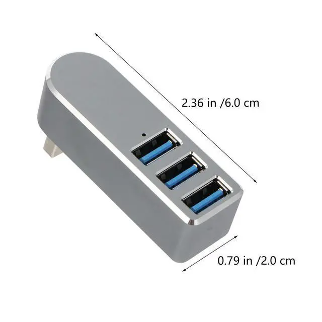 Alt view image 2 of 3 - USB 3.0 Rotatable Aluminum Alloy Hub 3 Port Splitter Data Hub for Laptop Phone Keyboard Mouse Camera Expansion Transfer