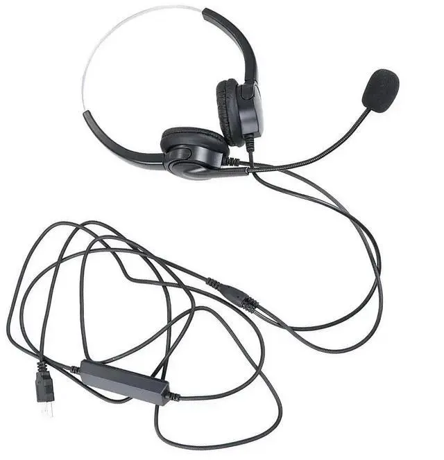 Main image of Head-Mounted Microphone Wired Dual Ear USB Microphone Omnidirectional Noise Reduction Speaker Mic for Telemarketing