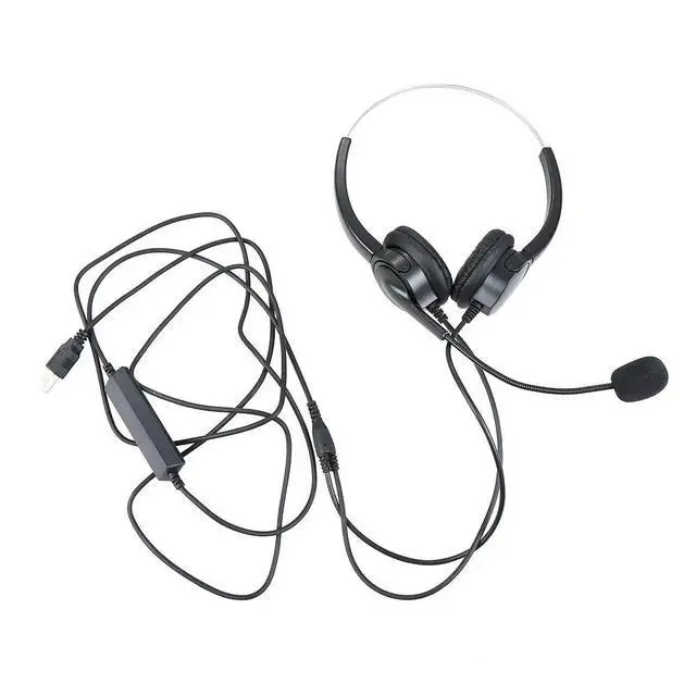 Alt view image 2 of 3 - Head-Mounted Microphone Wired Dual Ear USB Microphone Omnidirectional Noise Reduction Speaker Mic for Telemarketing