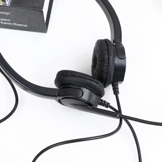 Alt view image 3 of 3 - Head-Mounted Microphone Wired Dual Ear USB Microphone Omnidirectional Noise Reduction Speaker Mic for Telemarketing