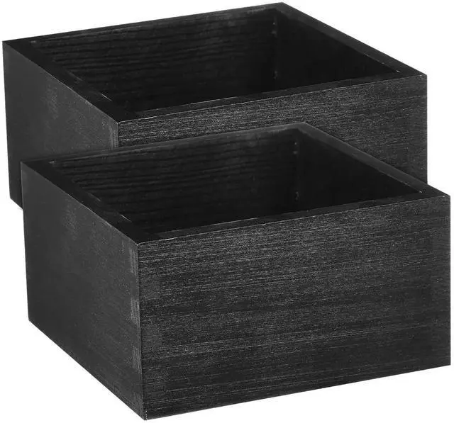Main image of 2Pcs Chalk Wooden Boxes Solid Wood Desktop Organizer Succulent Planters Rustic Natural Grain Flower Boxes Pen Holder