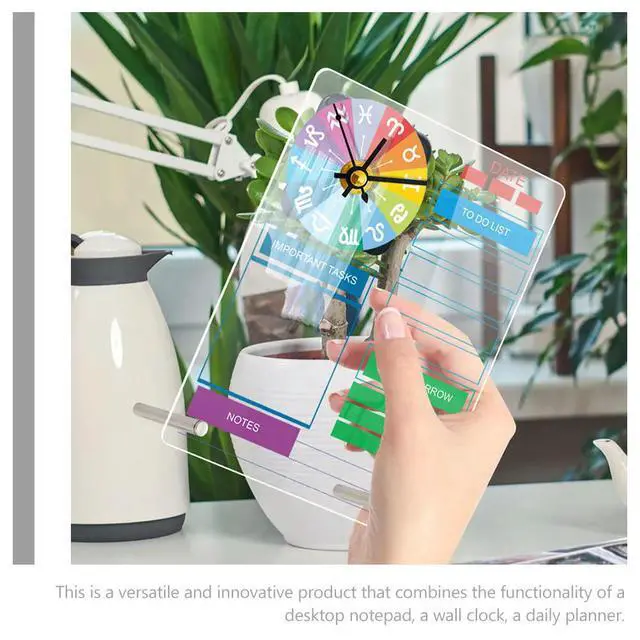 Alt view image 3 of 3 - 1Set Acrylic Desk Whiteboard Dry Erase Board Memo Planner Clock No Versatile Writing Board for Office Home Study