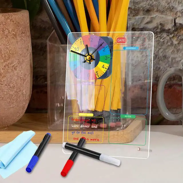 Alt view image 2 of 3 - Acrylic Whiteboard 1Set Clear Memo Board for Desk Tabletop Dry Erase Multi-Function Planner and
