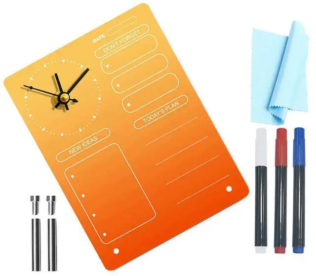 Main image of 1Set Acrylic Desktop Planner Board with Clock Multi-Function Erase Board for to Do List Daily Schedule Memo Writing Desk