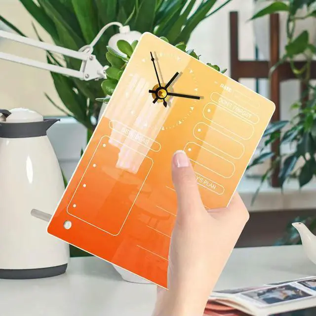 Alt view image 3 of 3 - 1Set Acrylic Desktop Planner Board with Clock Multi-Function Erase Board for to Do List Daily Schedule Memo Writing Desk