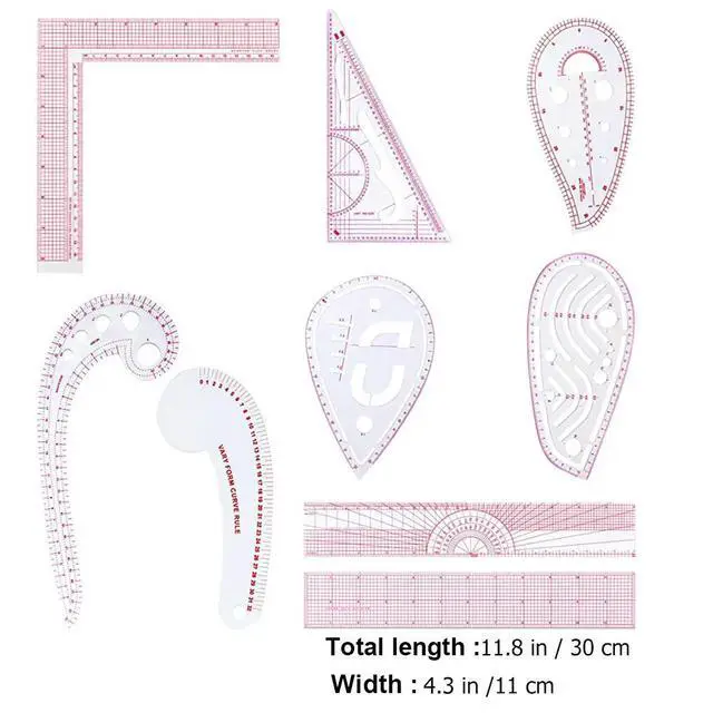 Alt view image 2 of 3 - 9Pcs Measuring Ruler Set French Metric Curve Shape Sewing Tools Tailor DIY Clothes Design Pattern Making Accuracy