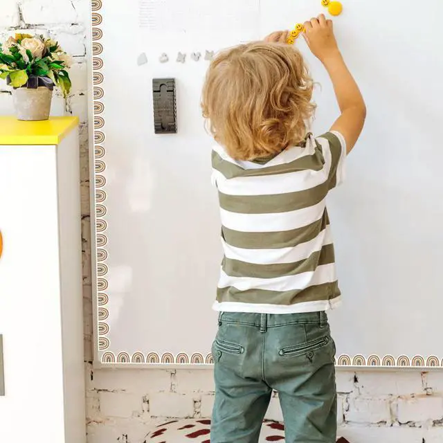 Main image of 12Pcs Whiteboard Sticker Smooth Magnetic Border Trim for Bulletin Board Classroom Office Blackboard DIY Bulletin Board Border