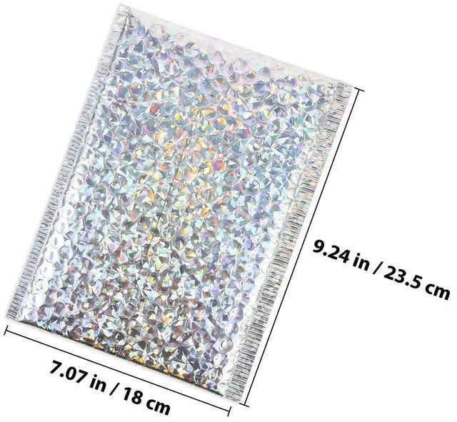 Alt view image 3 of 3 - 20Pcs Laser Holographic Bubble Envelopes Heavy-Duty Self-Adhesive Mailers for Ecommerce Mailing Protection Bubble