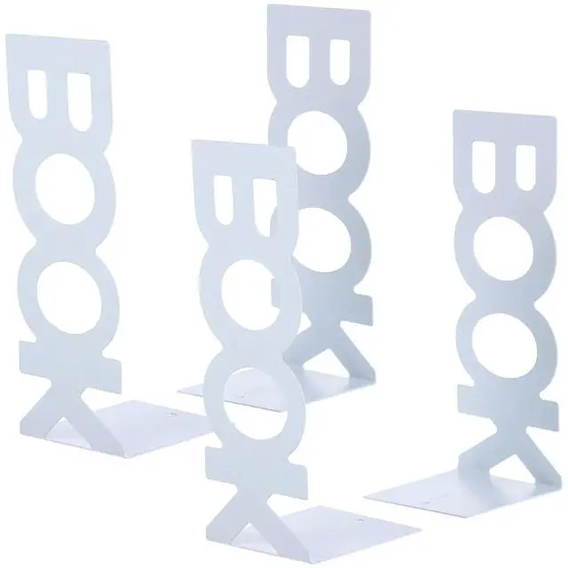 Alt view image 2 of 3 - 4Pcs Stylish l Bookends Heavy Duty Book Stopper with Anti Slip Pads for Shelves Books Upright Organization Decorative Book