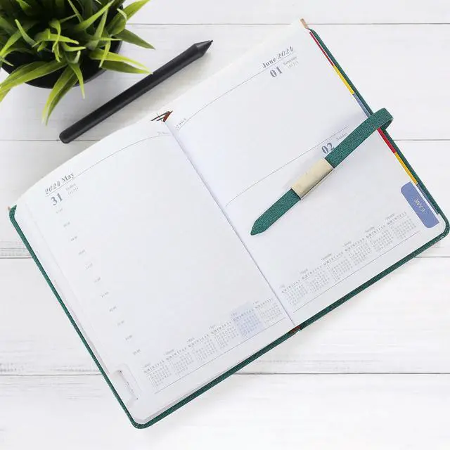 Main image of Students Yearly Notepad A5 Format High Durability Flat Paper Planning Notebook for Daily Scheduling Diary Recording