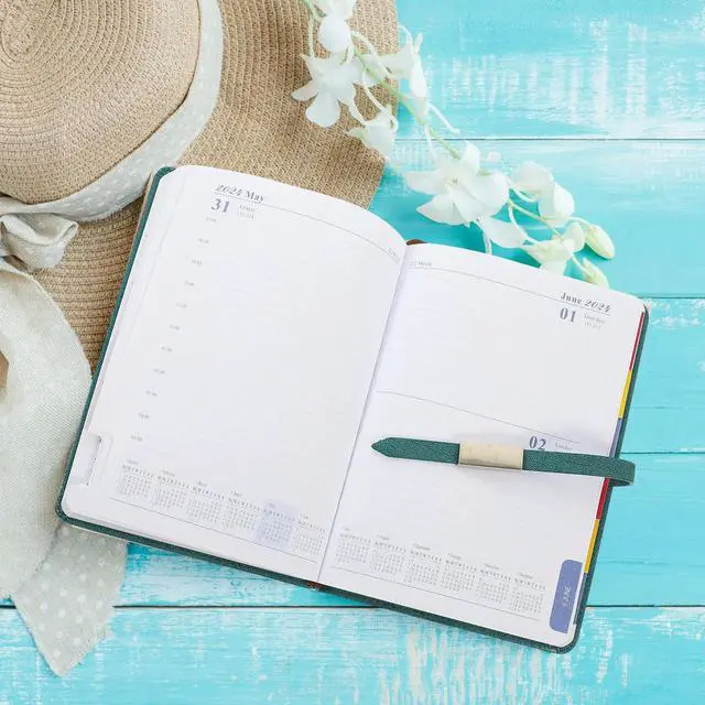 Alt view image 3 of 3 - Students Yearly Notepad A5 Format High Durability Flat Paper Planning Notebook for Daily Scheduling Diary Recording