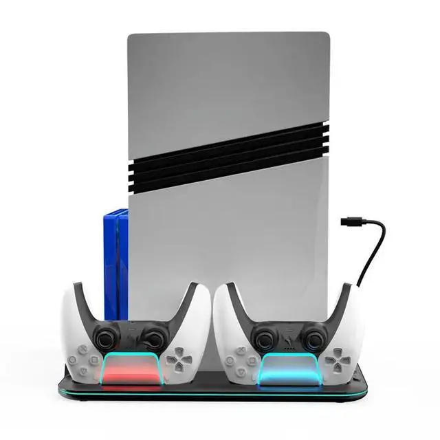 Alt view image 3 of 3 - Vertical Cooling Stand For PS5 Console For PS5 Slim/Pro Controller RGB Light Headset Holder For Playsta