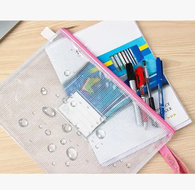 Main image of 7Pcs Reinforced PVC Zipper File Bags Transparent Waterproof Oilproof Document Organizer for Office School Travel Home Use