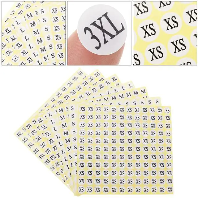 Main image of 7Packs Round Size el Stickers Self-Adhesive Clothing Size els for T-Shirts Apparel Organizing Check