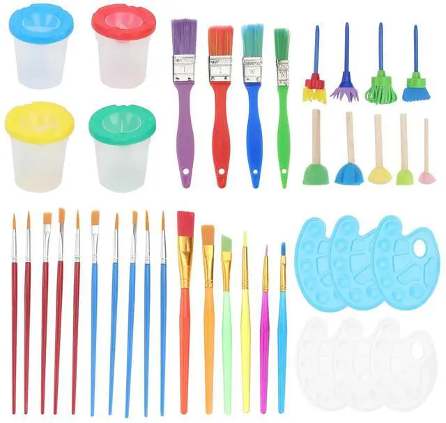 Alt view image 3 of 3 - 1Set Professional Painting Brush Set with 20 Premium Brushes 6 Pigment Trays for Acrylic Oil Watercolor Gouache Face Painting
