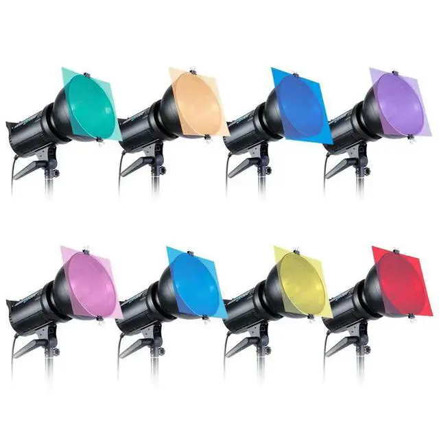 Alt view image 2 of 3 - 8Pcs ABS Color Filter Gel Set 8 Colors High Light Transmission Low Loss Lightweight Stable Color Temperature for Studio
