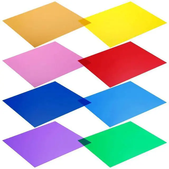 Main image of 8Pcs ABS Color Filter Gel Set 8 Colors High Light Transmission Low Loss Lightweight Stable Color Temperature for Studio