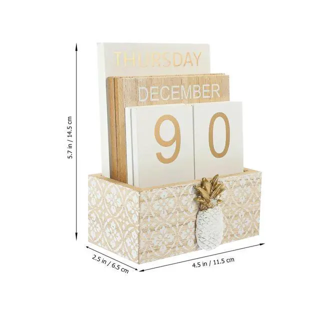 Alt view image 2 of 3 - Wooden Cube Calendar Perpetual Desktop Date Display Calendar Manual Month Day Adjustment Chic Tabletop Decor for Office Home