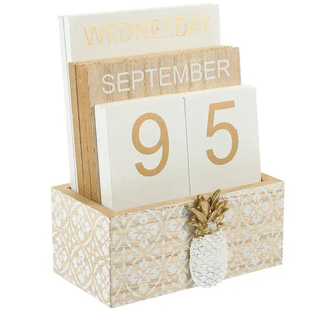 Alt view image 3 of 3 - Wooden Cube Calendar Perpetual Desktop Date Display Calendar Manual Month Day Adjustment Chic Tabletop Decor for Office Home