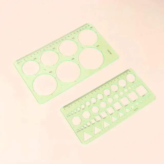 Main image of 1Set Various Shapes Drawing Rulers Transparent Plastic Templates for Architecture Art Design School Office Supplies Light Green