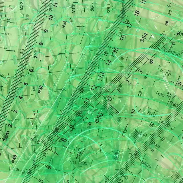 Alt view image 2 of 3 - 1Set Various Shapes Drawing Rulers Transparent Plastic Templates for Architecture Art Design School Office Supplies Light Green