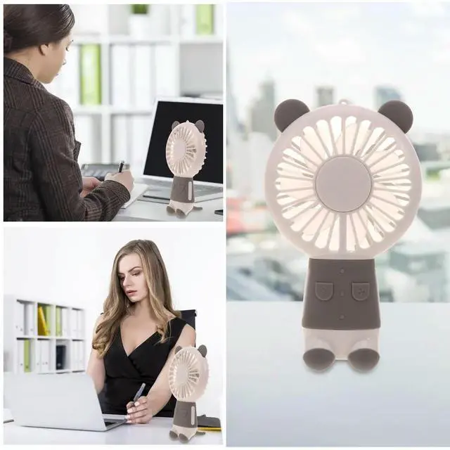 Alt view image 3 of 3 - Bear Shape Mini Handheld Small Fan Night Light for Home Office Outdoor School Quiet Cool Breeze Handheld Small Fan