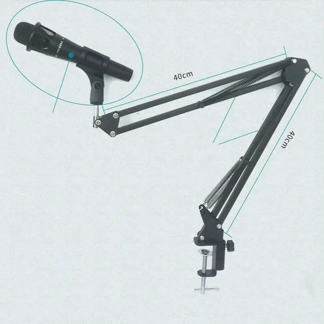 Alt view image 2 of 3 - Desktop Adjustable Studio Microphone Stand Suspension Boom Table Bracket Arm Holder 1500G Load Bearing Iron Base Professional