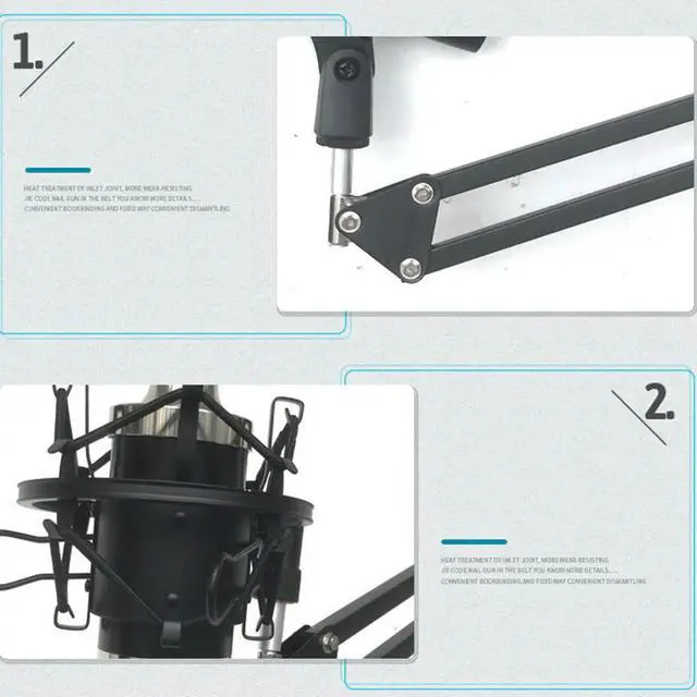 Alt view image 3 of 3 - Desktop Adjustable Studio Microphone Stand Suspension Boom Table Bracket Arm Holder 1500G Load Bearing Iron Base Professional