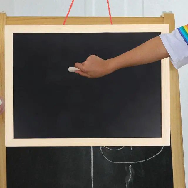 Alt view image 3 of 3 - 1Set Cork Message Board Hanging Rectangular Two Sided Corkboard Writable Blackboard Bulletin Board for Home Office Classroom